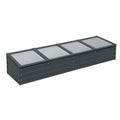 Bac potager surélevé rectangulaire avec couvercles anthracite en acier galvanisé et polycarbonate 240 x 80 x 40 cm