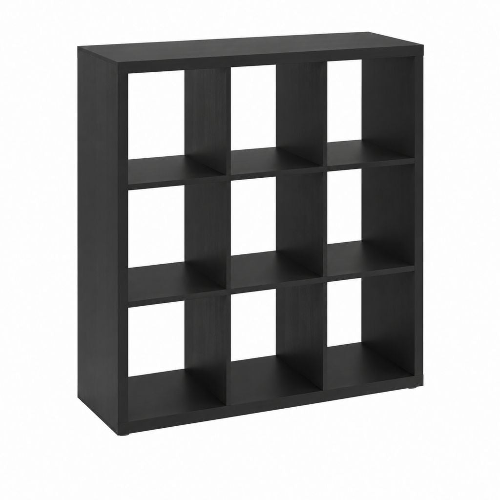 Bibliothèque 9 cases noire en panneaux de particules 91 x 91 x 29.5 cm