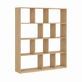Bibliothèque ouverte effet chêne en panneaux MDF 120 x 30 x 180 cm avec 16 niches