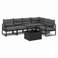 Salon de jardin d’angle 7 pièces anthracite en acier avec coussins polyester 250 x 250 x 70 cm