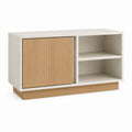 Meuble TV blanc et chêne clair en panneaux MDF rectangulaire 100 x 40 x 65 cm