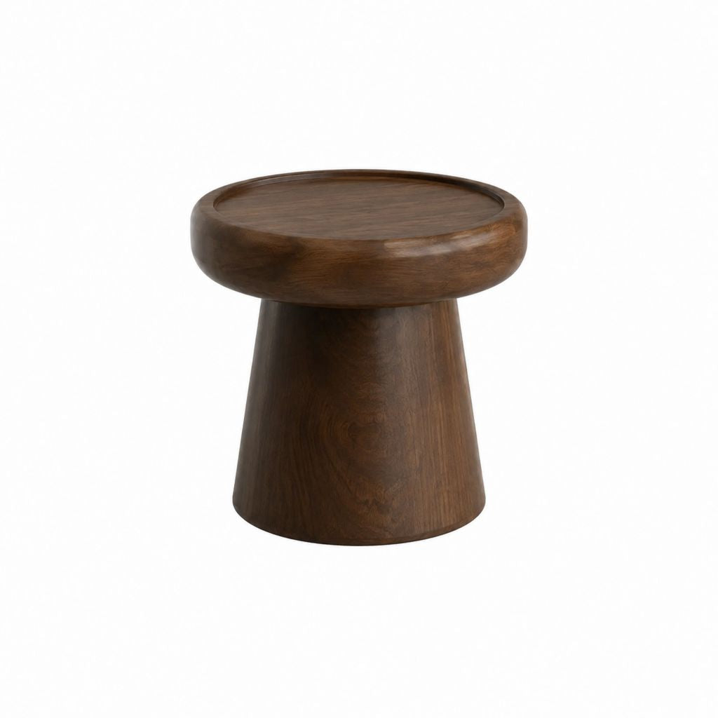 Table d’appoint ronde marron en bois massif Ø 45 x H 48 cm