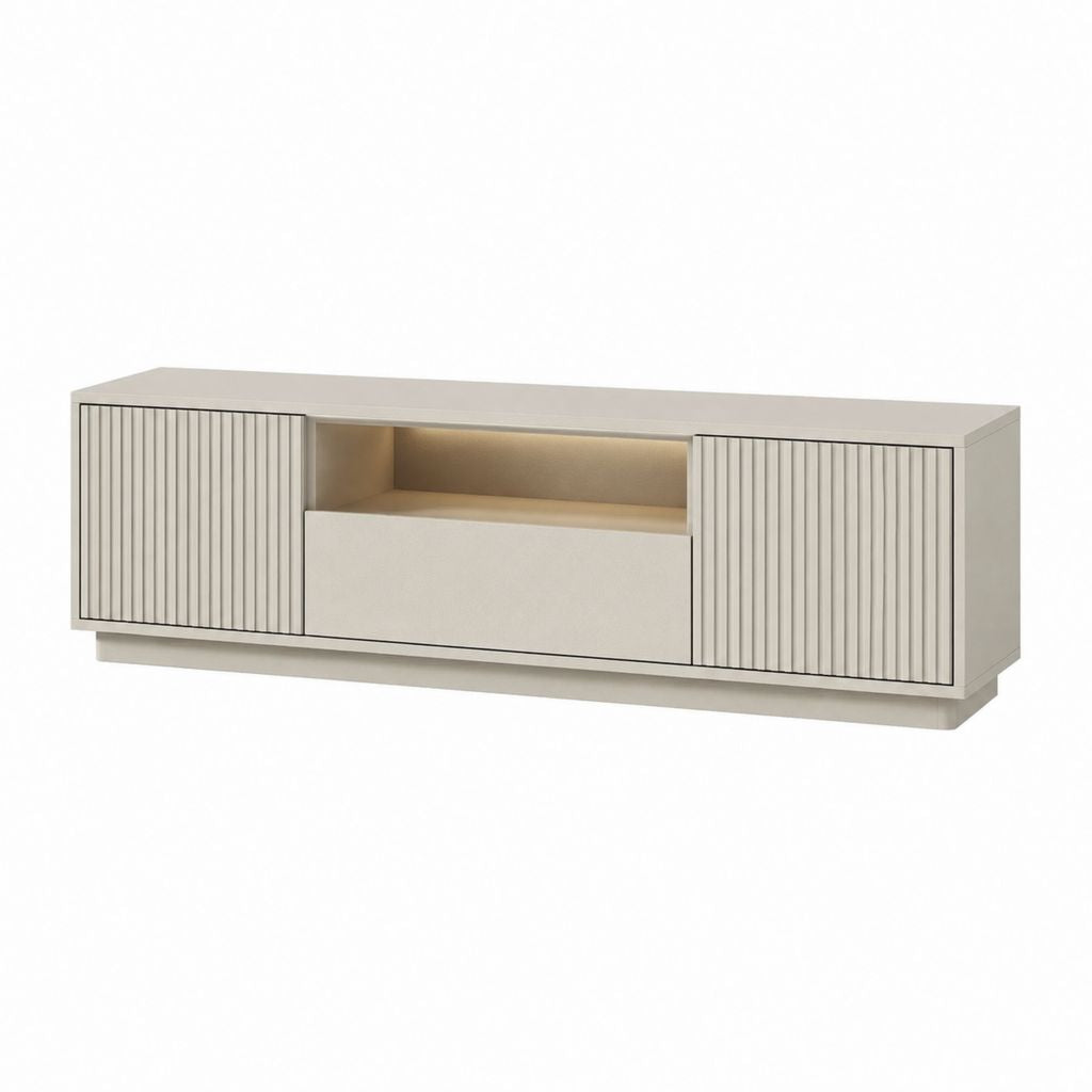 Meuble TV bas beige en MDF rectangulaire 180 x 40 x 55 cm