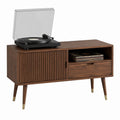 Meuble TV bas marron noyer à porte coulissante et tiroir 120 x 40 x 75 cm